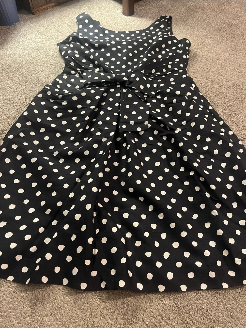 ♠️👓♠️👓♠️ kate spade Black&White Silk Polkadot BIG BOW “Jillian” Dress sz12 EUC